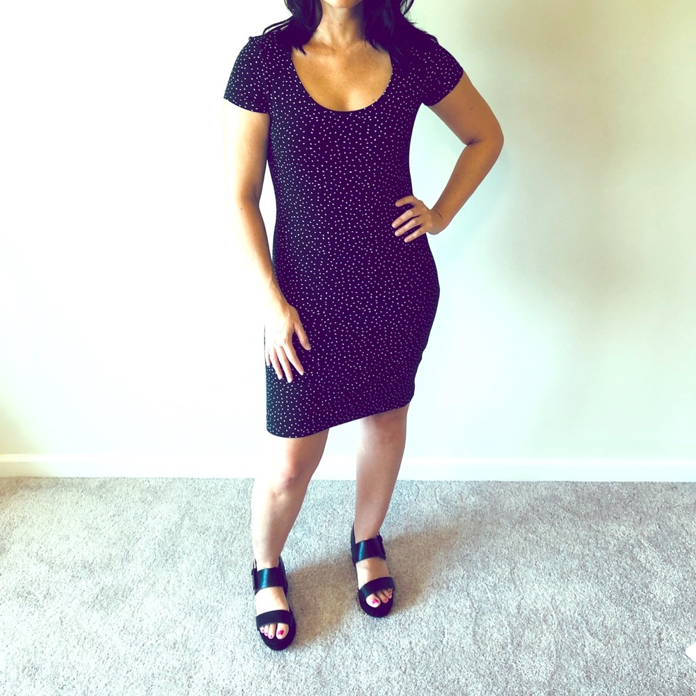 Black and White Polka Dot T-Shirt Dress